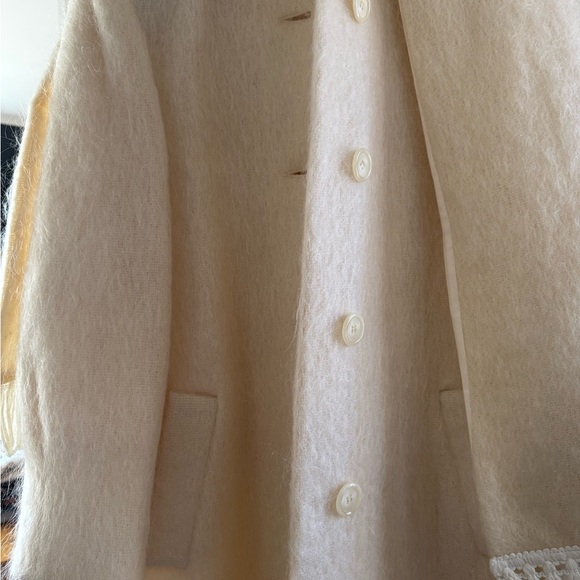 Vintage Weiss Cream Long Mohair Coat - Picture 10 of 11